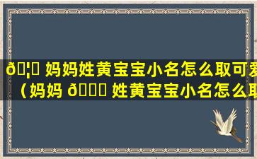 🦁 妈妈姓黄宝宝小名怎么取可爱（妈妈 🐞 姓黄宝宝小名怎么取可爱一点）